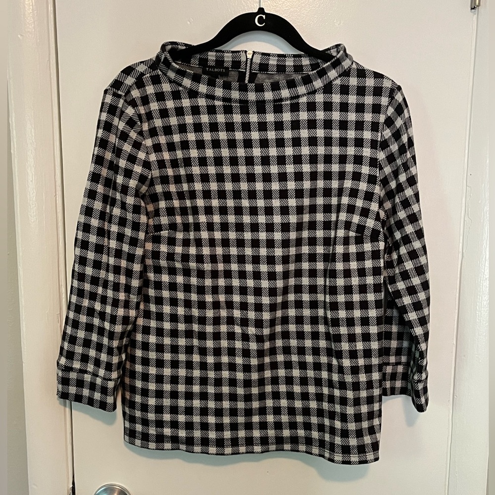 Talbots Boatneck Gingham Top | size medium